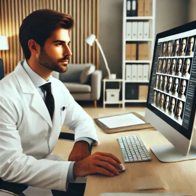 A clean and modern plastic surgery website gallery design featuring interactive before-and-after sliders, organized procedure categories, mobile-friendly responsiveness, and concise captions for patient transformations.